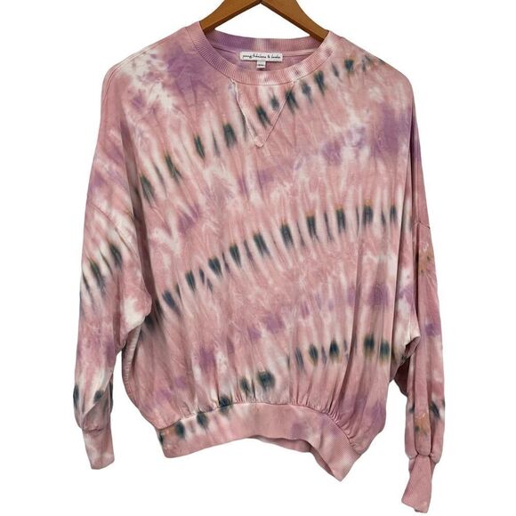Young Fabulous and Broke Pink Tie Dye Crewneck Pullover Lounge Sweater XS - Picture 1 of 7